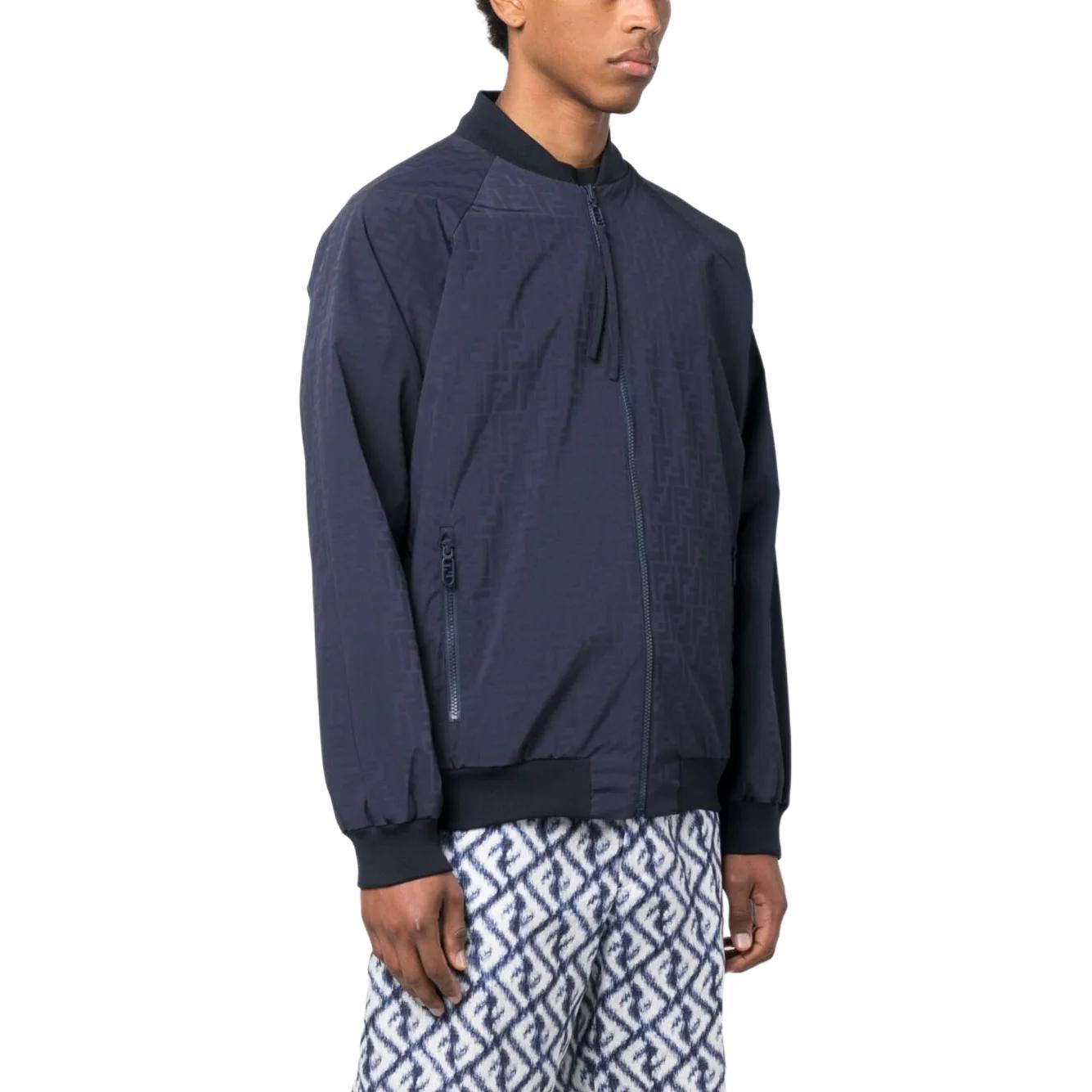 Details for 芬迪蓝色可翻转标志印花飞行夹克 FAA893AN60F0V6W