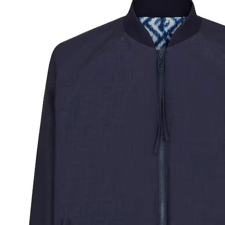 Sizing 芬迪蓝色可翻转标志印花飞行夹克 FAA893AN60F0V6W