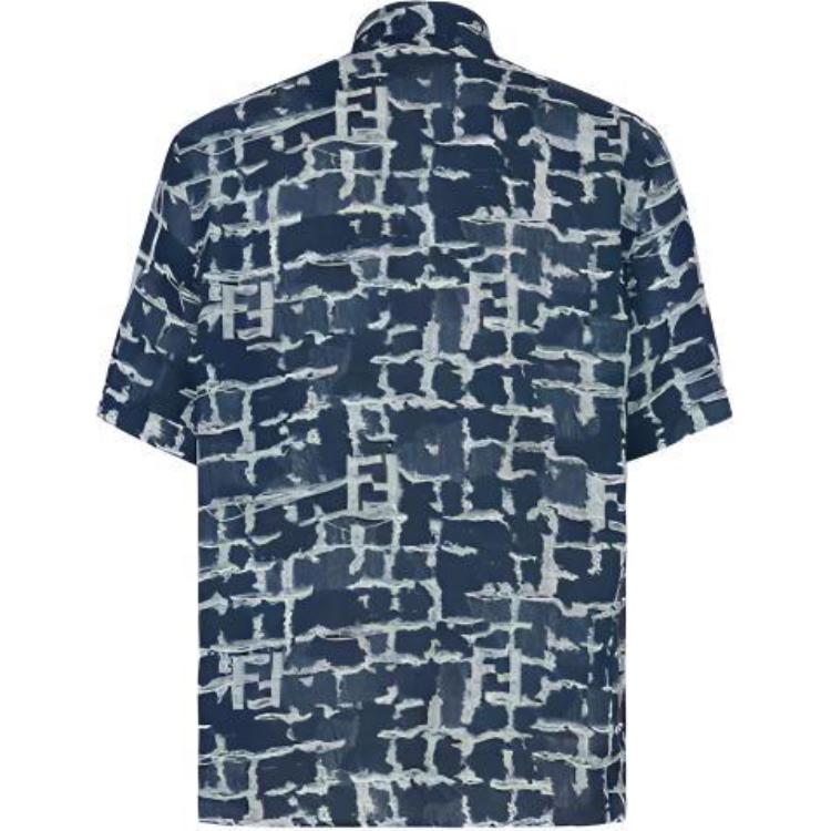 Lookbook 芬迪 蓝色短袖纽扣衬衫带图案设计 FS0795AR6EF0UV2