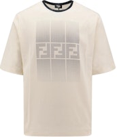 FENDI Slim Fit Crew Neck T-Shirt with Letter Pattern in Off-White. FAF715AR5BF0-RQ0 FENDI Slim Fit Crew Neck T-Shirt with Letter Pattern in Off-White. FAF715AR5BF0-RQ0