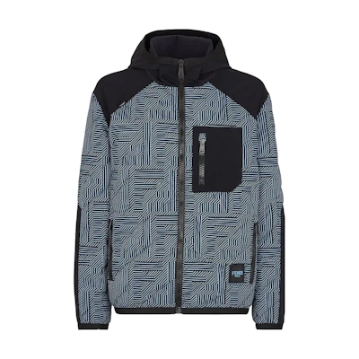 FENDI Slim Fit Logo Print Hooded Jacket Black FAA641APX5F1ML9