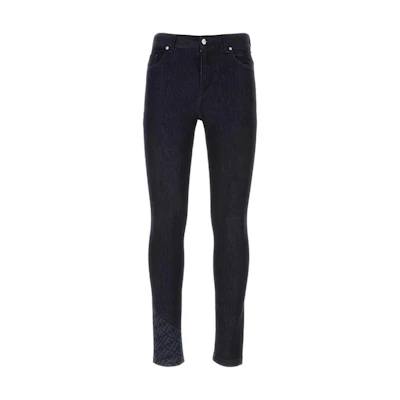 FENDI Slim Fit Low Waist Straight Trousers Blue Casual Pants FLP299AQLUF0QA2