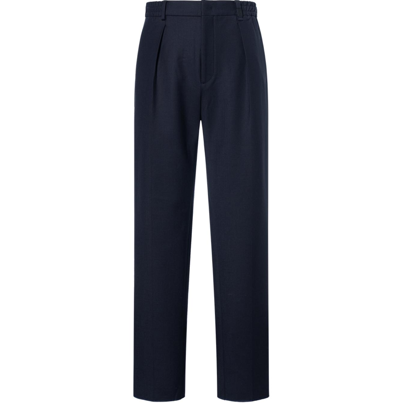 FENDI  Slim Fit Mid-Waist Pleated Casual Pants Deep Blue FB0767AI6PF0QA2