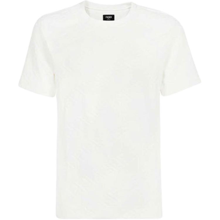 FENDI  Solid Color Crewneck Logo T-Shirt. FY0936AHCAF0QA0