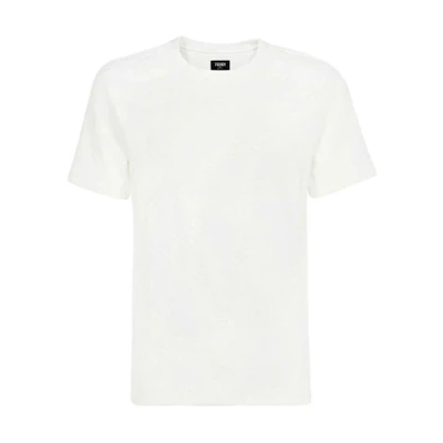 FENDI Solid Color Crewneck Logo T-Shirt. FY0936AHCAF0QA0