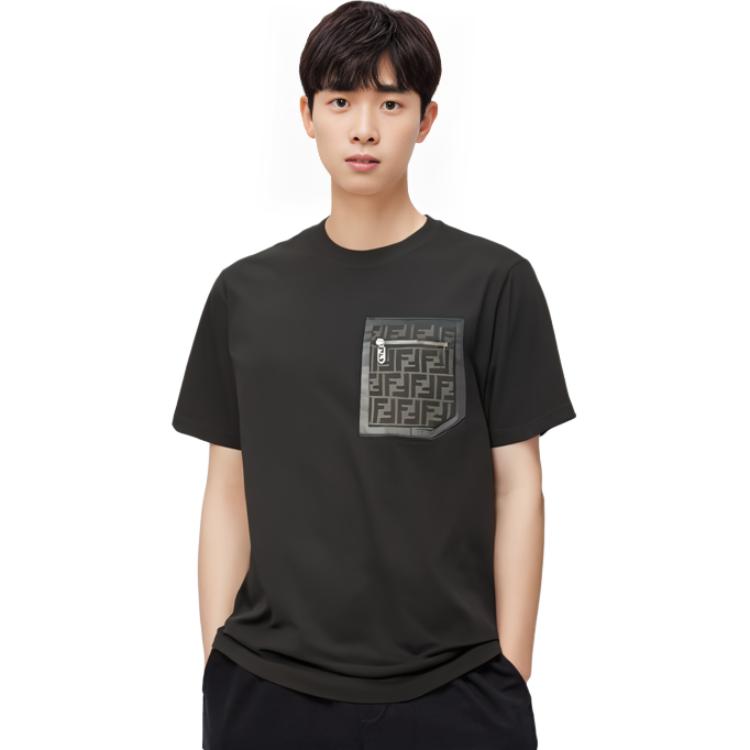 Details for FENDI 纯色黑色圆领T恤 FY1257APM4F0QA1