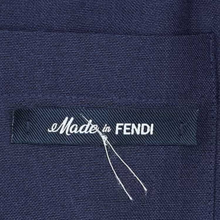 Sizing FENDI  Solid Color Mid-Rise Pleated Straight Casual Pants Blue FB0979AR8SF04V6