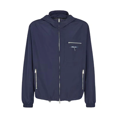 FENDI Solid Color Zip-Up Hoodie Jacket - Blue FW1310AR9HF04V6
