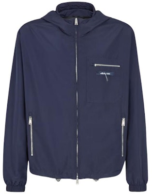 FENDI Solid Color Zip-Up Hoodie Jacket - Blue FW1310AR9HF04V6 Order FENDI Solid Color Zip-Up Hoodie Jacket - Blue FW1310AR9HF04V6