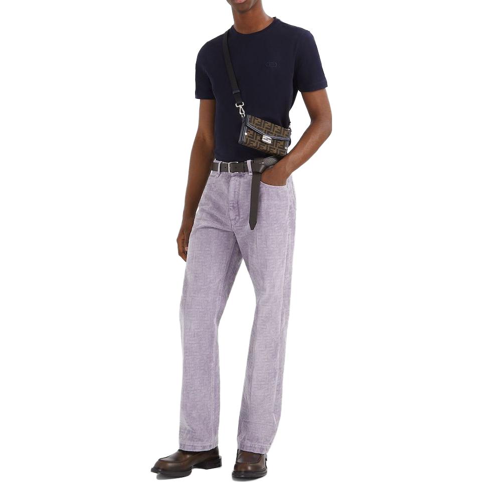 Shop 芬迪 紫色中腰直筒牛仔裤 FLP302APSWF0F5U