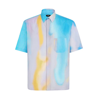 FENDI SS22 Abstract Gradient Print Short Sleeve Button-Up Shirt. FS1022A9O6F1G38