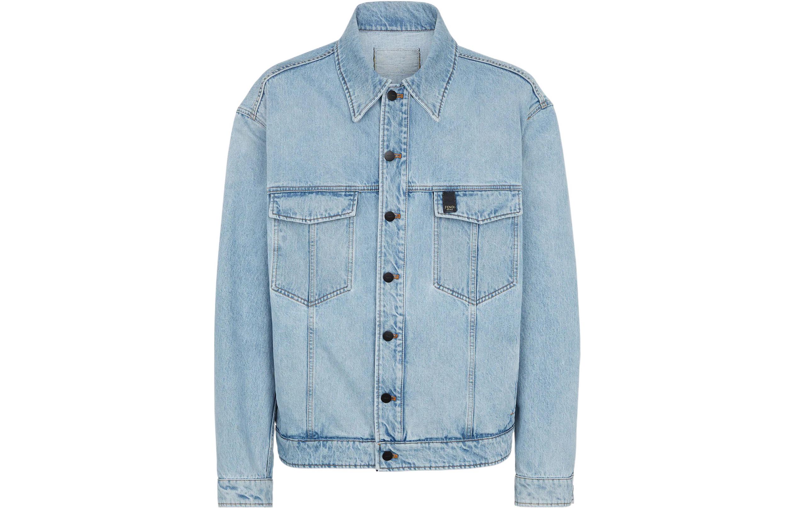 Order フェンディ SS22 ライトブルー ロゴ刺繍 デニムジャケット. FW1027AIEUF0QG0