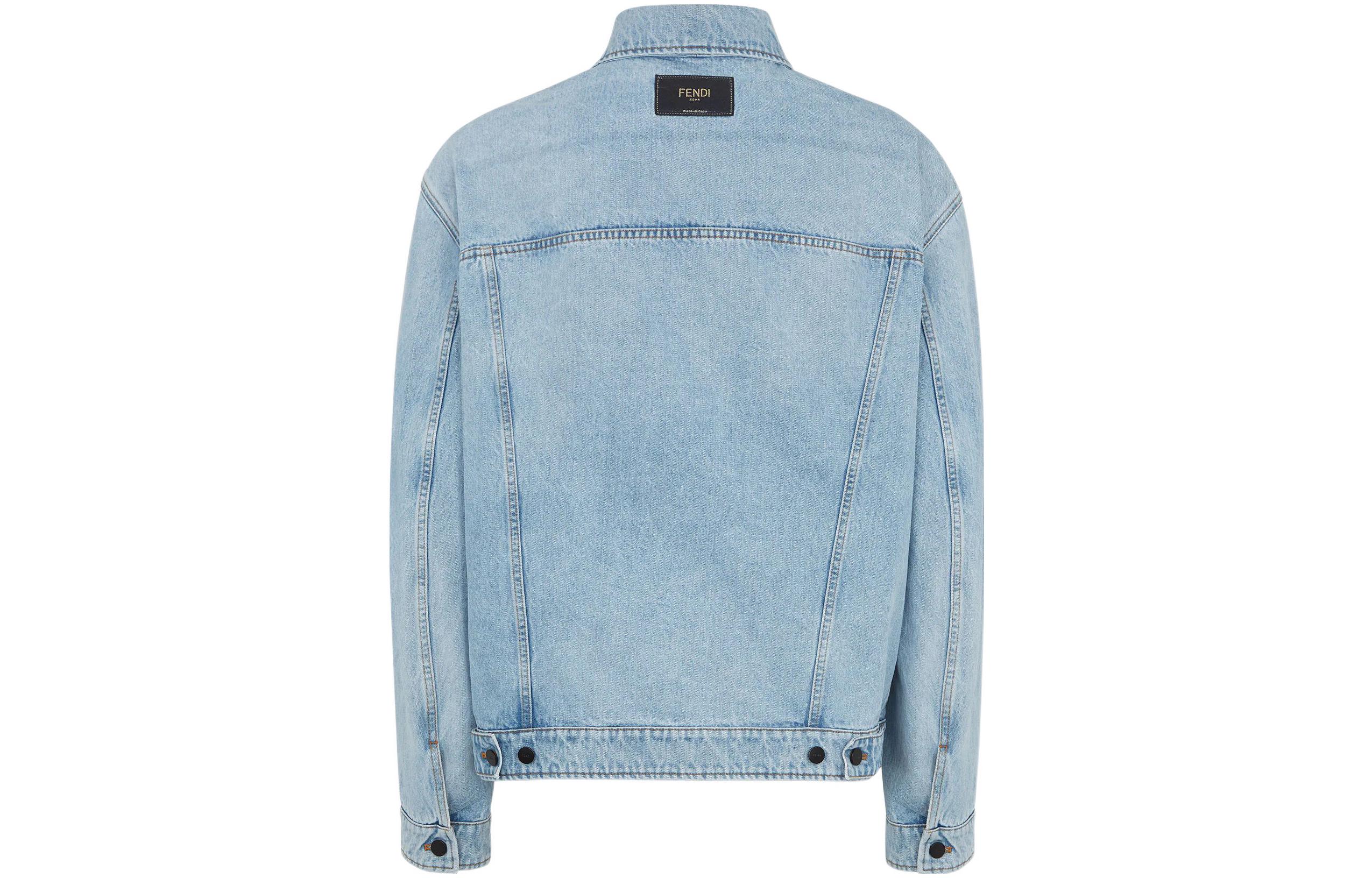 Lookbook フェンディ SS22 ライトブルー ロゴ刺繍 デニムジャケット. FW1027AIEUF0QG0