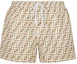 Buy FENDI SS22 經典字紋印花休閒直筒短褲 - 卡其色 FXB077A79F1200
