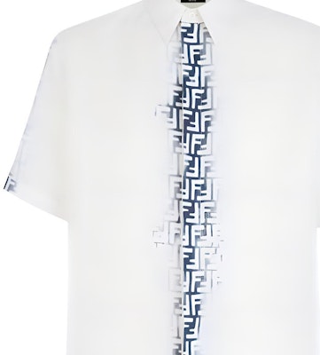 FENDI SS24 Gradient Logo Loose-Fit Short-Sleeve Shirt in White FS0966AN0RF0UB0 Purchase FENDI SS24 Gradient Logo Loose-Fit Short-Sleeve Shirt in White FS0966AN0RF0UB0