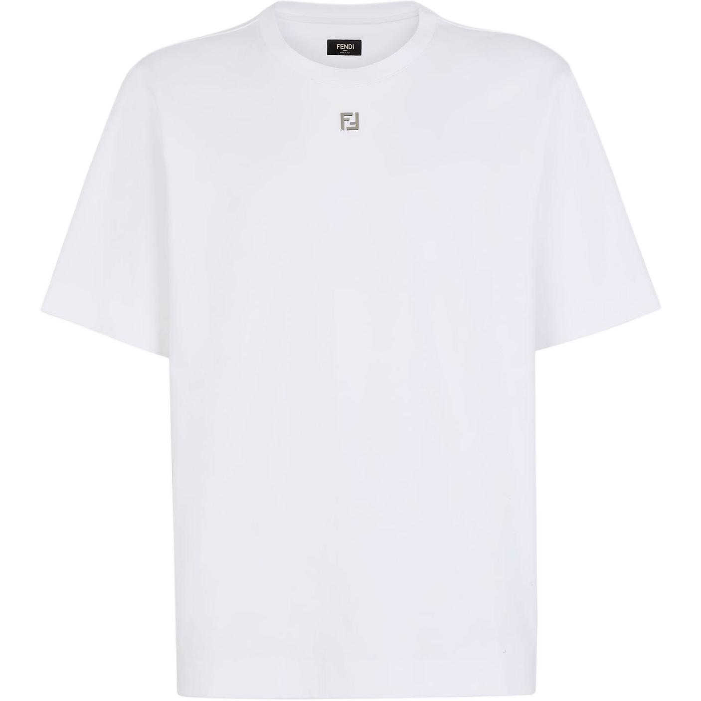 FENDI  SS24 White Loose Fit Crewneck T-Shirt with Logo Applique. FY0936ARYYF0QA0 圖 2