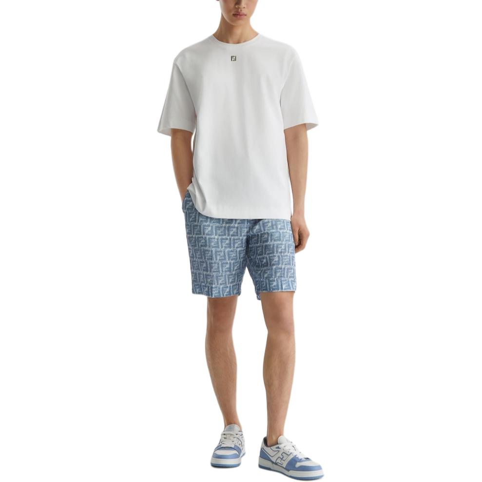 FENDI  SS24 White Loose Fit Crewneck T-Shirt with Logo Applique. FY0936ARYYF0QA0 圖 5