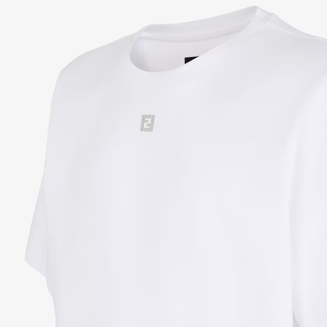 FENDI  SS24 White Loose Fit Crewneck T-Shirt with Logo Applique. FY0936ARYYF0QA0 圖 6