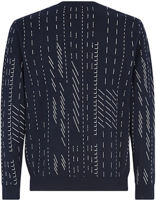 FENDI Striped Crewneck Knit Pullover Sweater in Blue. FZX091AR8CF03LQ Lookbook FENDI Striped Crewneck Knit Pullover Sweater in Blue. FZX091AR8CF03LQ