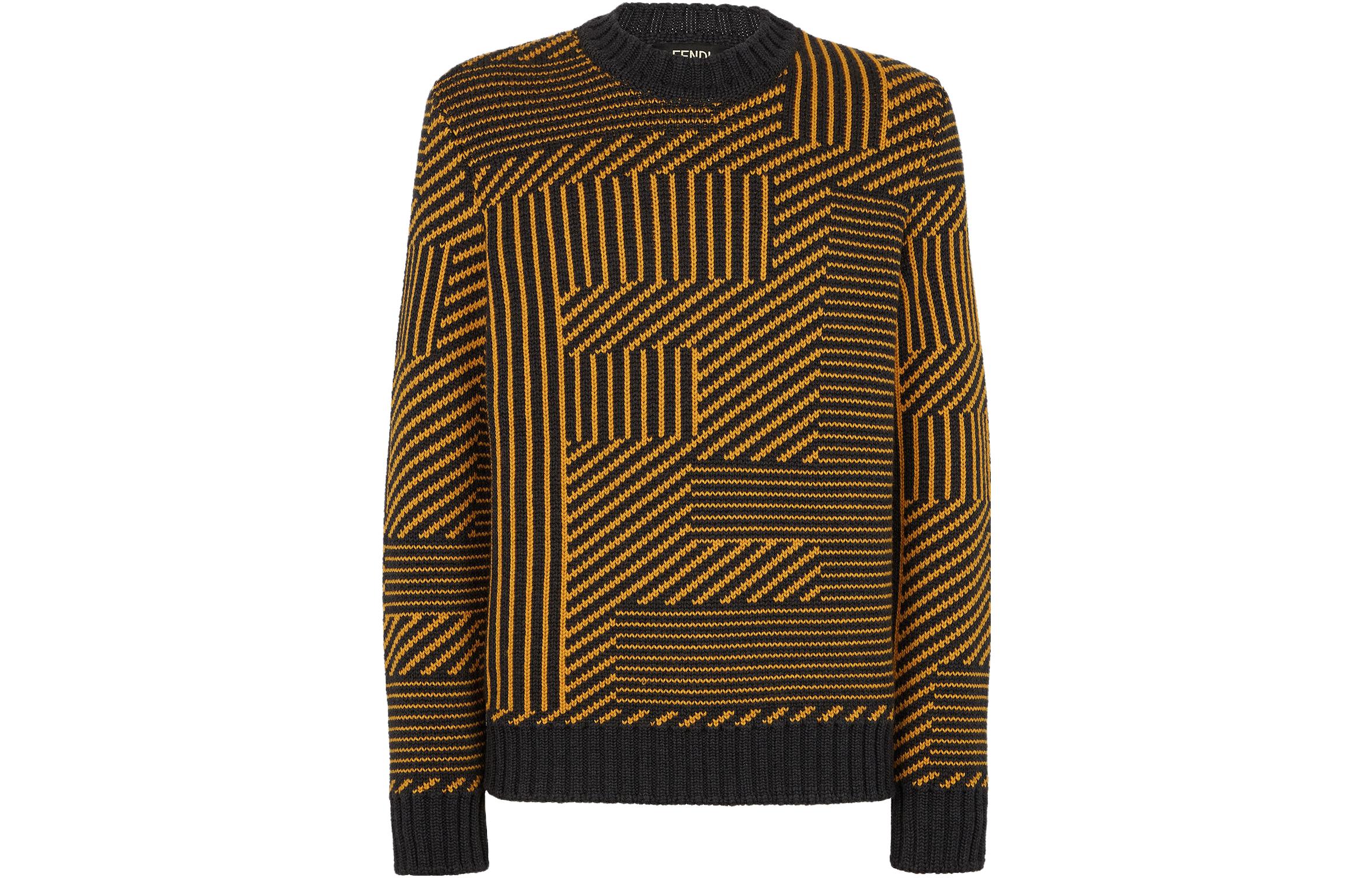 FENDI  Striped Jacquard Knit Long Sleeve Sweater Multicolor. FAE549APPDF1Z87