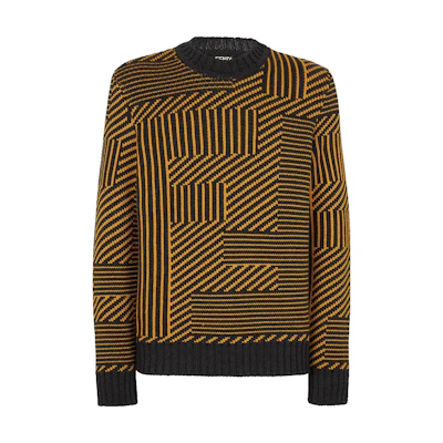 FENDI Striped Jacquard Knit Long Sleeve Sweater Multicolor. FAE549APPDF1Z87