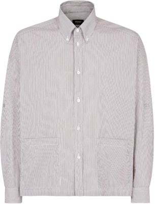 FENDI Striped Long Sleeve Button-Up Shirt Brown FS1242AR5VF06WU Order FENDI Striped Long Sleeve Button-Up Shirt Brown FS1242AR5VF06WU