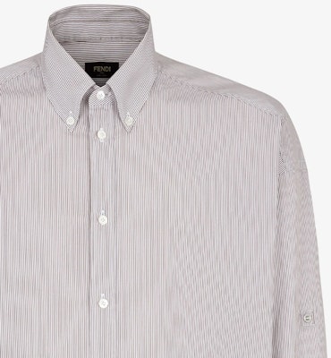 FENDI Striped Long Sleeve Button-Up Shirt Brown FS1242AR5VF06WU 1