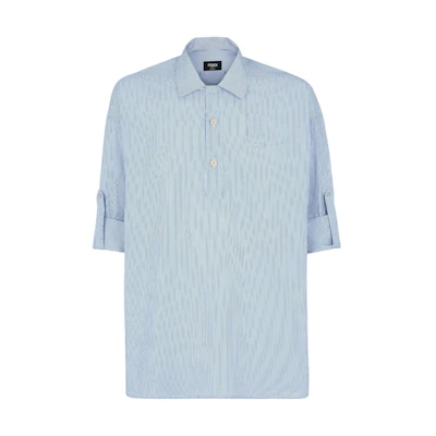 FENDI Striped Pleated Long Sleeve Casual Shirt Light Blue. FS1257AR5VF16H9
