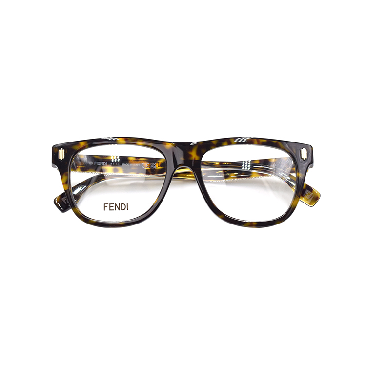 Shop FENDI Vitality方形光学眼镜 时尚板材镜框 FE50070F-052