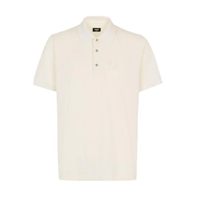 FENDI White Embossed Logo Casual Short-Sleeve Polo Shirt. FY1309ASDTF0KE0