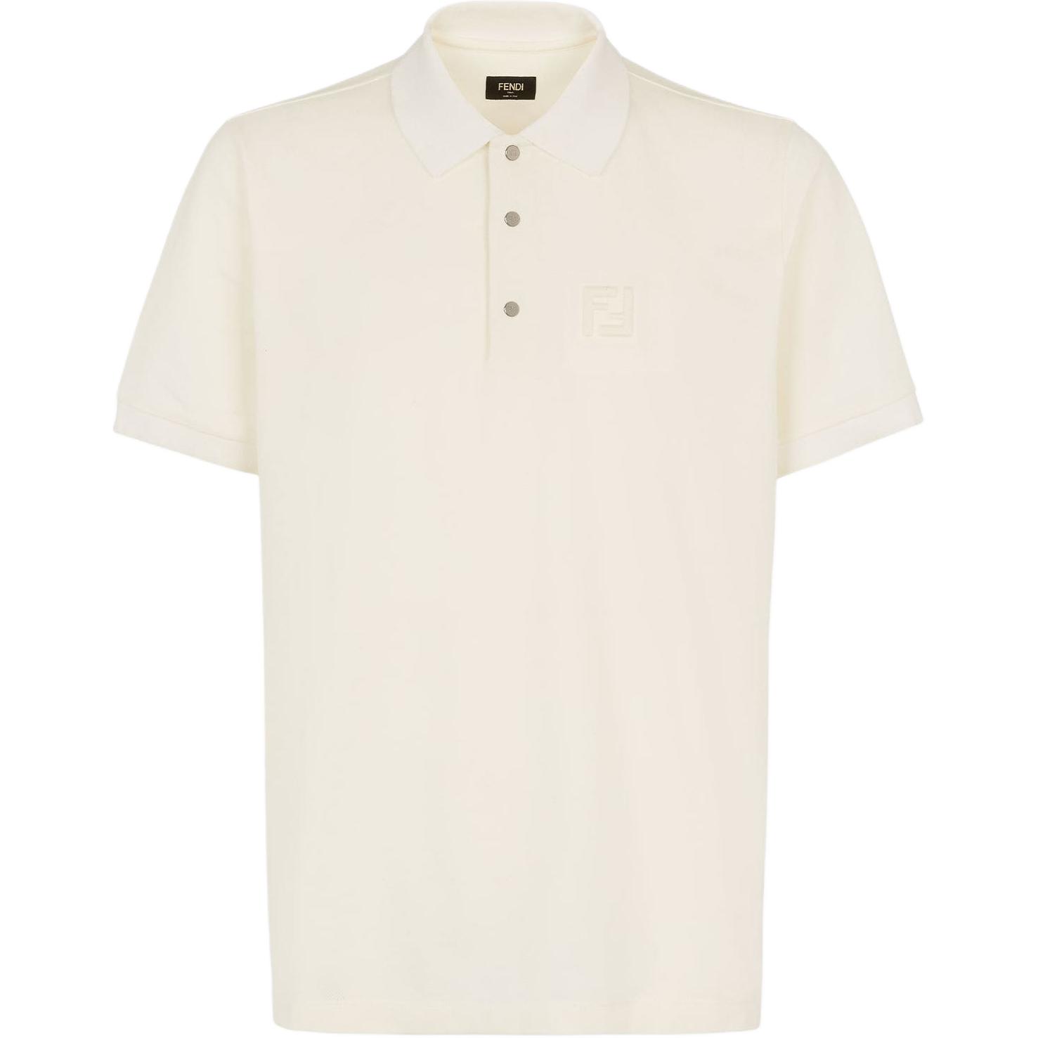 Order FENDI  White Embossed Logo Casual Short-Sleeve Polo Shirt. FY1309ASDTF0KE0