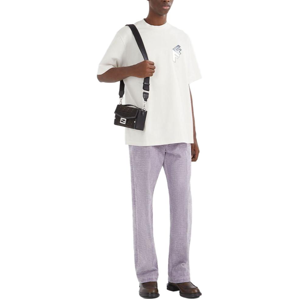 Shop FENDI 白色字母印花圆领短袖T恤. FY1217APMCF1J7C