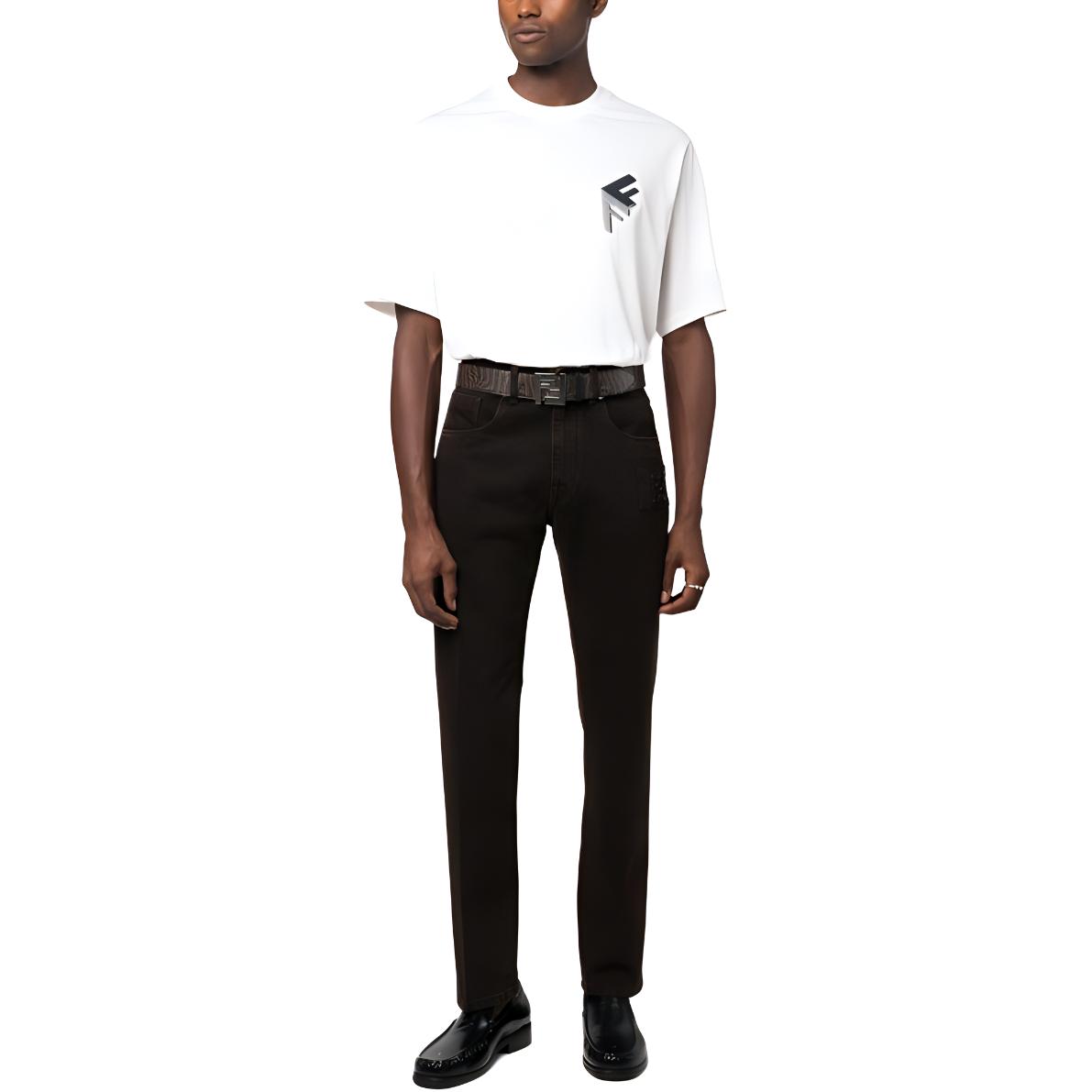 Purchase FENDI 白色字母印花圆领短袖T恤. FY1217APMCF1J7C