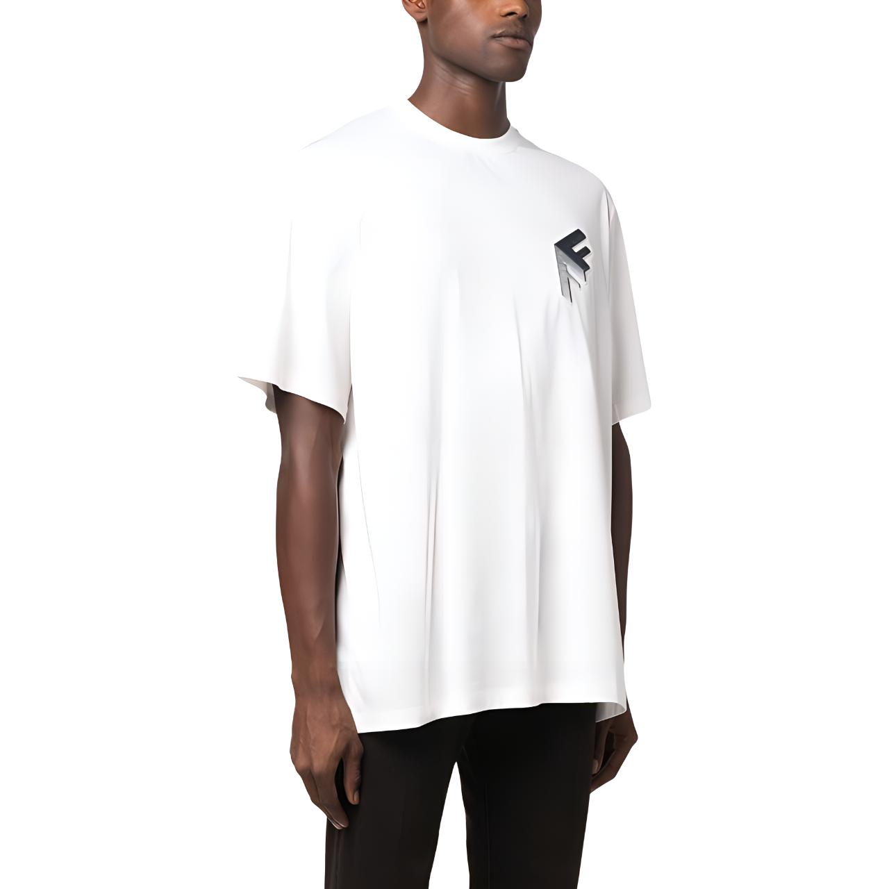 Sizing FENDI 白色字母印花圆领短袖T恤. FY1217APMCF1J7C