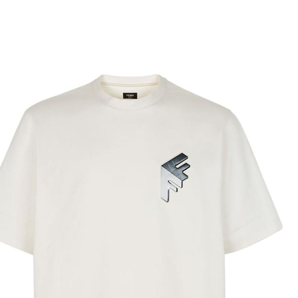 Cheap FENDI 白色字母印花圆领短袖T恤. FY1217APMCF1J7C
