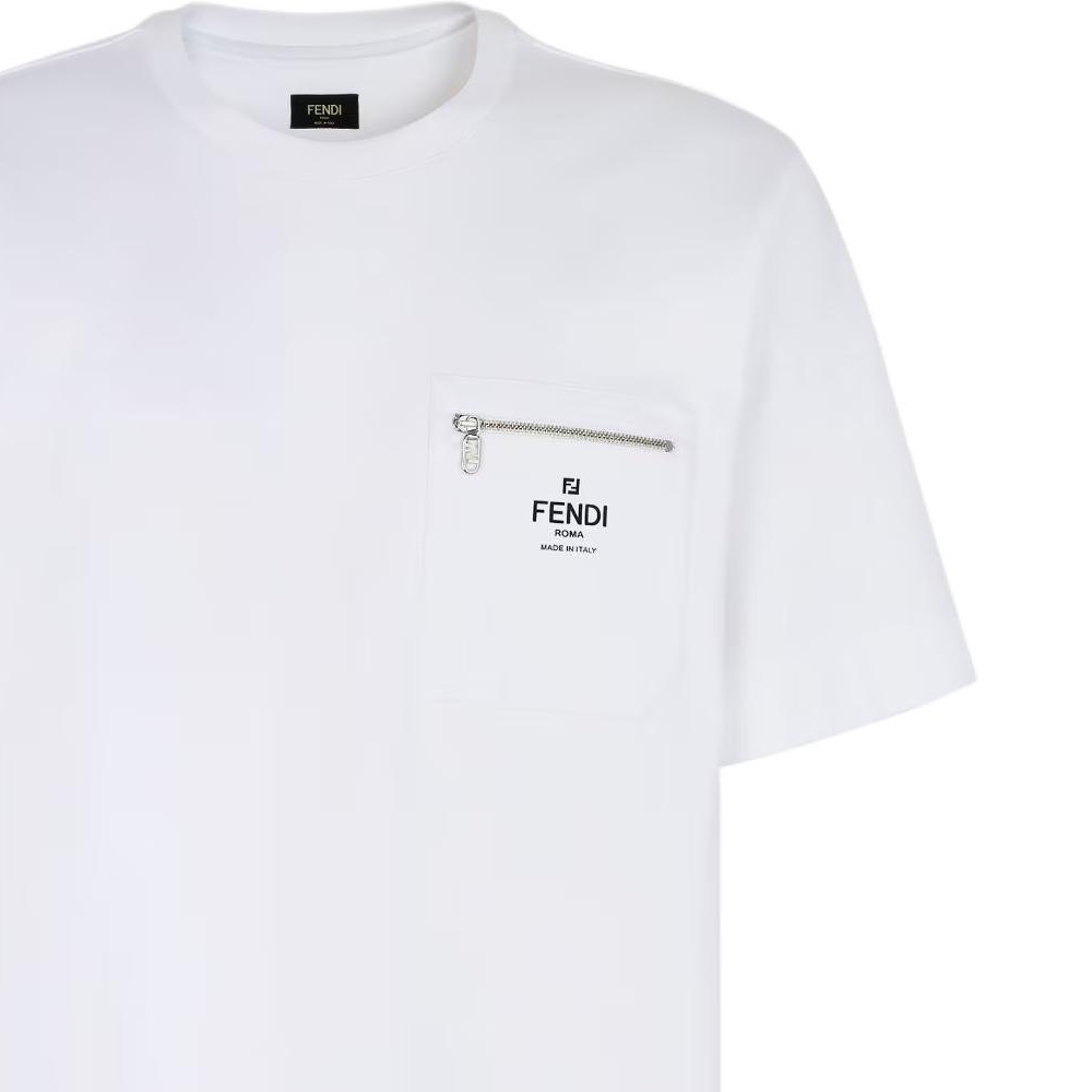 Sizing 芬迪 白色Logo印花宽松版型圆领T恤 SS24 FY0936ARYRF0QA0