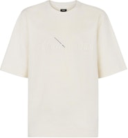 FENDI White Loose Fit Crewneck T-Shirt with Embroidered Lettering. FY1291AR6QF1MTG FENDI White Loose Fit Crewneck T-Shirt with Embroidered Lettering. FY1291AR6QF1MTG