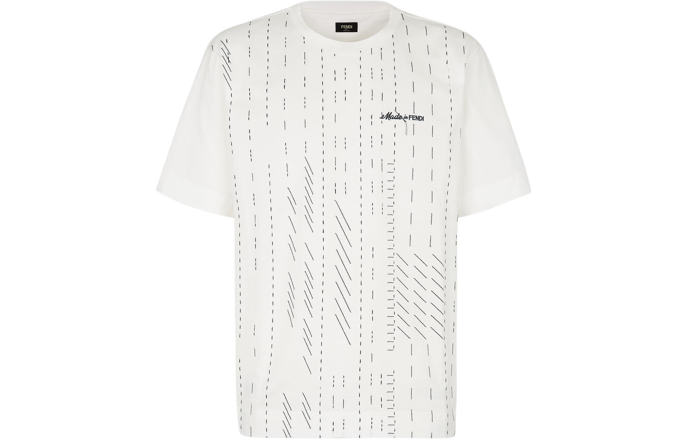 FENDI  White Oversized T-Shirt with Embroidered Logo. FY0936AR6ZF0QA0