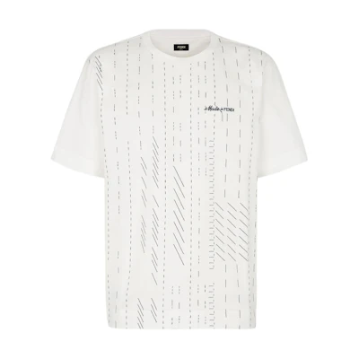 FENDI White Oversized T-Shirt with Embroidered Logo. FY0936AR6ZF0QA0