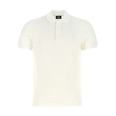 FENDI White Short Sleeve Slim Fit Plain Polo Shirt. FY0985A7D5F0GF7