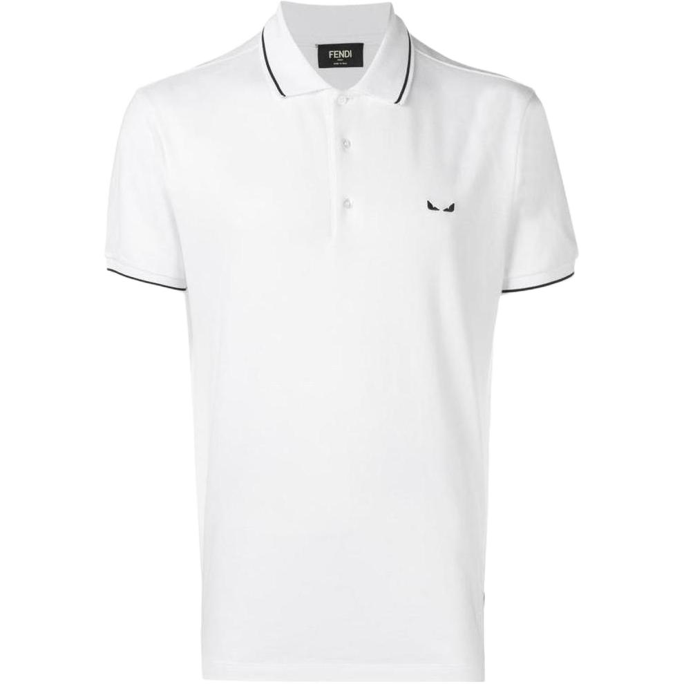 FENDI  White Slim Fit Plain Pullover Short Sleeve T-Shirt. FY0925A4SEF0QA0