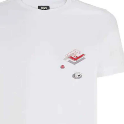 FENDI 白色純色標誌短袖T恤 FY0894AL38F068N 4
