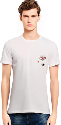 FENDI 白色純色標誌短袖T恤 FY0894AL38F068N 1