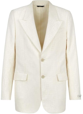 FENDI White Solid Single-Breasted Long-Sleeve Blazer Jacket FJ0768AR94F1MTI Order FENDI White Solid Single-Breasted Long-Sleeve Blazer Jacket FJ0768AR94F1MTI