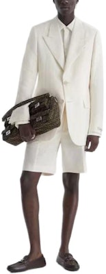 FENDI White Solid Single-Breasted Long-Sleeve Blazer Jacket FJ0768AR94F1MTI Shop FENDI White Solid Single-Breasted Long-Sleeve Blazer Jacket FJ0768AR94F1MTI