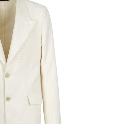 FENDI White Solid Single-Breasted Long-Sleeve Blazer Jacket FJ0768AR94F1MTI Purchase FENDI White Solid Single-Breasted Long-Sleeve Blazer Jacket FJ0768AR94F1MTI