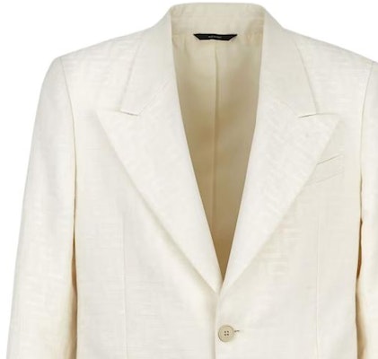FENDI White Solid Single-Breasted Long-Sleeve Blazer Jacket FJ0768AR94F1MTI Details for FENDI White Solid Single-Breasted Long-Sleeve Blazer Jacket FJ0768AR94F1MTI