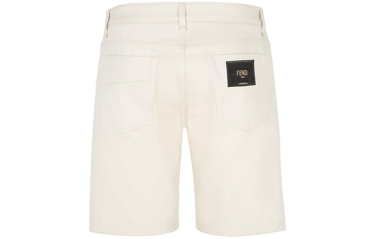 FENDI  White Straight-Cut Logo Patch Casual Shorts. FLP294-AKCVF-0QA0 圖 3