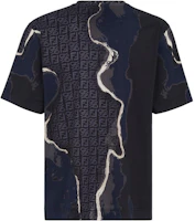 Lookbook FENDI 抽象印花短袖圓領寬鬆T恤 黑色 男款 SS22 FY0936AIFZF1AJR