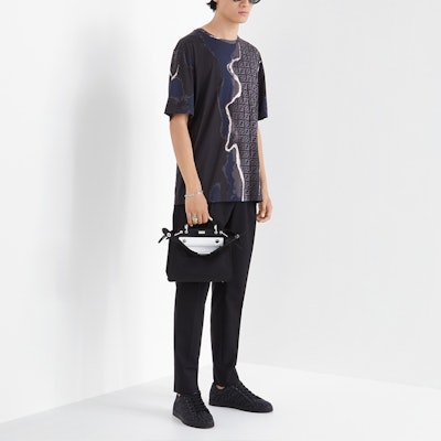 FENDI Abstract Print Crewneck Short Sleeve Oversized T-shirt Black Men SS22 FY0936AIFZF1AJR Shop FENDI Abstract Print Crewneck Short Sleeve Oversized T-shirt Black Men SS22 FY0936AIFZF1AJR